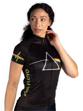 Primal Women’s S Pink Floyd Cycling Jersey Black Dark Side of the Moon Full Zip
